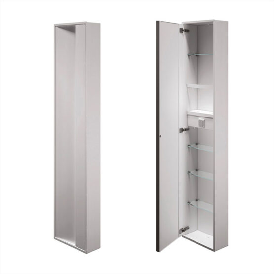MODULO ESTERNO CON MENSOLE IN VETRO, PORTASCIUGACAPELLI, ANTA BATTENTE CON SPECCHIO INTERNO DN/A8037B
