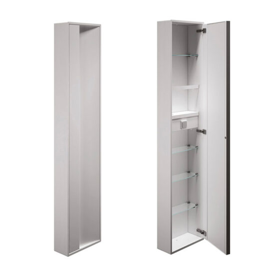 MODULO ESTERNO CON MENSOLE IN VETRO, PORTASCIUGACAPELLI,ANTA BATTENTE CON SPECCHIO INTERNO DN/A8038B