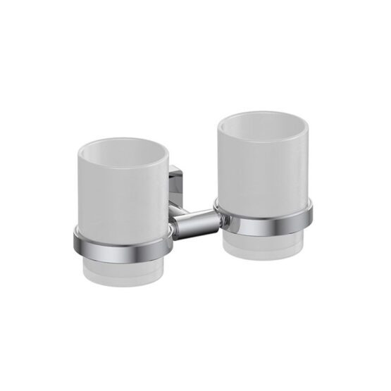 PORTABICCHIERE A PARETE CON 2 BICCHIERI IN VETRO SATINATO DN/A3010D