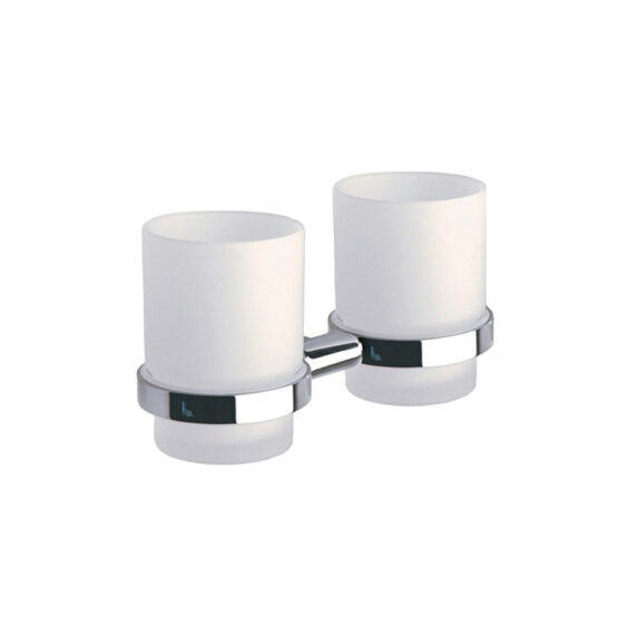 PORTABICCHIERE A PARETE CON 2 BICCHIERI IN VETRO SATINATO DN/A3610D